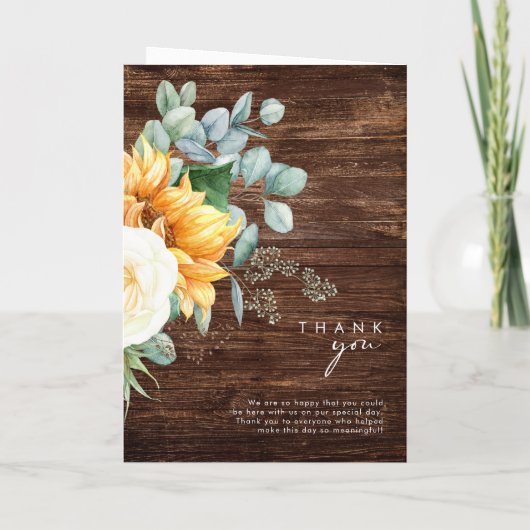 Vet land Zonnebloem | Hout gevouwen bruiloft Programma (Achterkant)