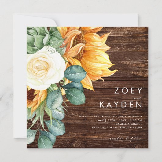 Vet land Zonnebloem | Hout Square Weddenschap Kaart (Voorkant)