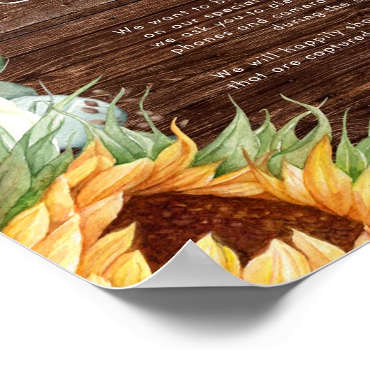 Vet land Zonnebloem | Hout-unplugged-ceremonie Poster (Hoek)