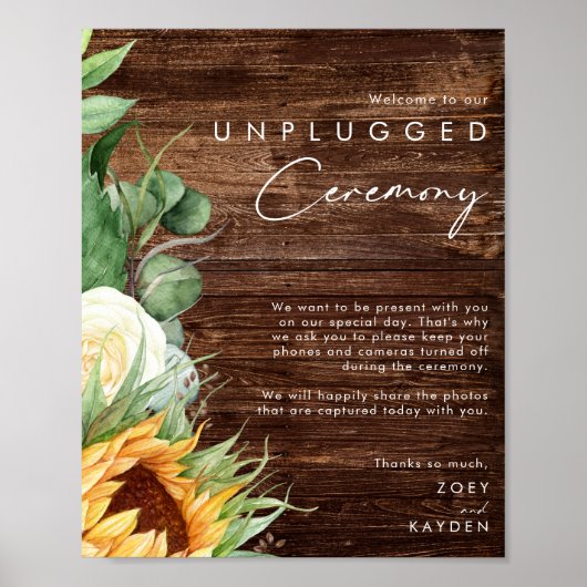 Vet land Zonnebloem | Hout-unplugged-ceremonie Poster (Voorkant)