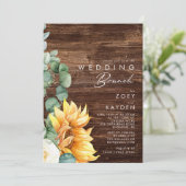 Vet land Zonnebloem | Hout Wedding Brunch Kaart (Staand voorkant)