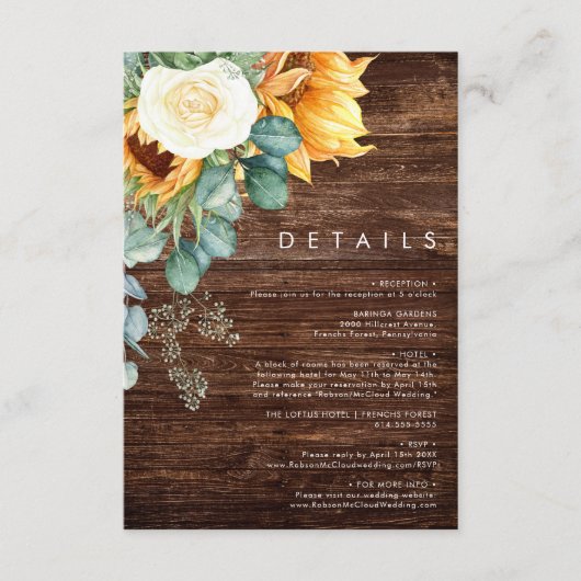 Vet land Zonnebloem | Houtgegevens Informatiekaartje (Voorkant)