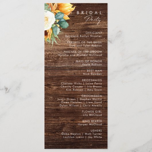 Vet land Zonnebloem | Houtweddenschap Programmakaart (Achterkant)