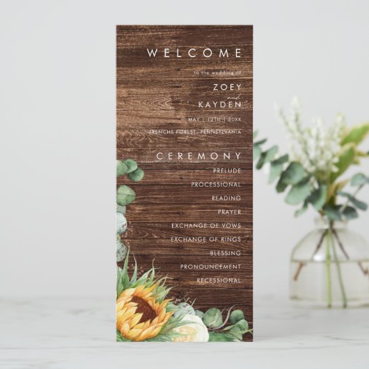 Vet land Zonnebloem | Houtweddenschap Programmakaart (Staand voorkant)