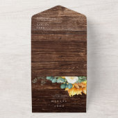 Vet land Zonnebloem | Houtzegel en vervoer All In One Uitnodiging (Buitenkant)