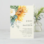 Vet land Zonnebloem | Licht geel huwelijk Kaart (Staand voorkant)