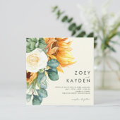 Vet land Zonnebloem Licht Geel Vierkant Weddenscha Kaart (Staand voorkant)