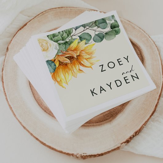 Vet land Zonnebloem | Lichtgele bruiloft Napk Servet