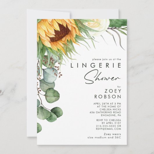 Vet land Zonnebloem | Lingerie Shower Kaart (Voorkant)