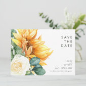 Vet land zonnebloem met foto horizontaal save the date (Staand voorkant)