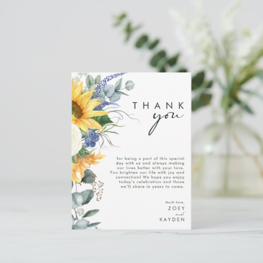 Vet land Zonnebloem | Ontvangst Hartelijk dank Briefkaart (Staand voorkant)