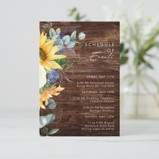 Vet land Zonnebloem | Tijdschema hout Informatiekaartje (Staand voorkant)