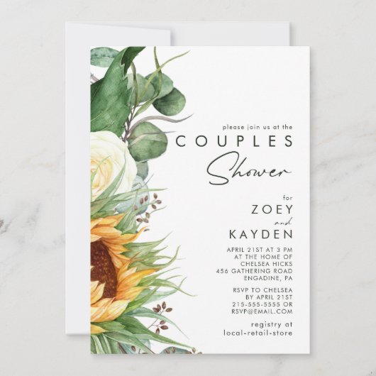 Vet land Zonnebloem | Uitnodiging voor stelletjes (Voorkant)