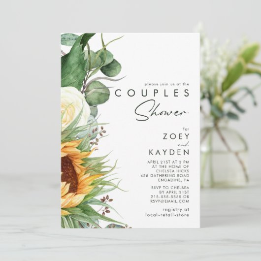 Vet land Zonnebloem | Uitnodiging voor stelletjes (Staand voorkant)