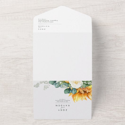 Vet land Zonnebloem | Verzegeling en verzending All In One Uitnodiging (Buitenkant)