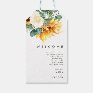 Vet land Zonnebloem Welkom bruiloft Cadeaulabel