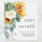 Vet land Zonnebloem | Wijnlabel voor weddenschappe Wijn Etiket (Enkel label)