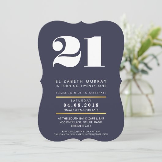 VET LEEFTIJDSNUMMER minimale marine wit 21e UITNOD Kaart (Staand voorkant)
