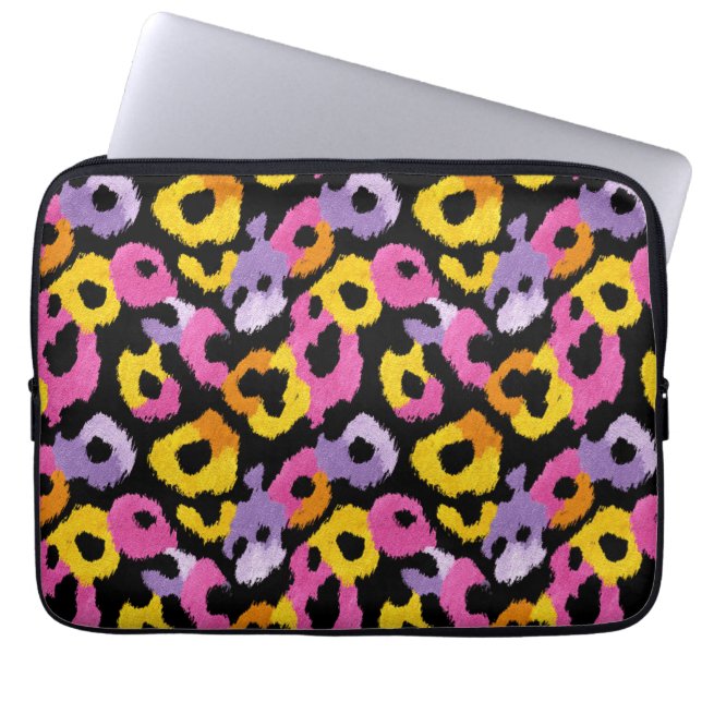 Vet Leopard Print Retro Glam y2k Esthetisch Laptop Sleeve (Voorkant)
