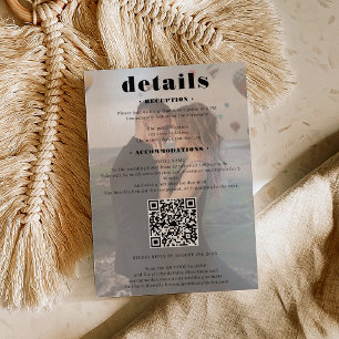 Vet lettertype bruiloft details Qr code 2 foto's w Informatiekaartje