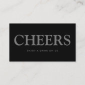 Vet lettertype "Cheers" Gratis Drink Ticket Informatiekaartje (Voorkant)