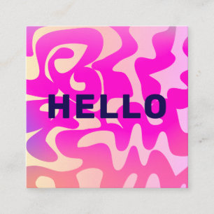 Vet Lettertype Groovy Retro Hallo Roze Kleurrijk Vierkante Visitekaartje