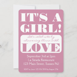Vet lettertype Het is een meisje! baby shower uitn Kaart