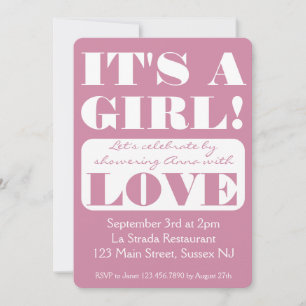 Vet lettertype Het is een meisje! baby shower uitn Kaart