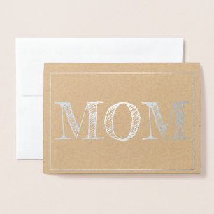 Vet lettertype MOM verijdeld Moederdag wenskaart Folie Kaarten