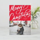 Vet Leuk Handschrift Vrolijk Kerstfeest Feestdagenkaart (Staand voorkant)