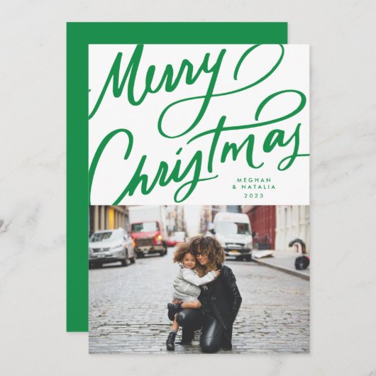 Vet Leuk Handschrift Vrolijk Kerstfeest Feestdagenkaart (Voorkant / Achterkant)