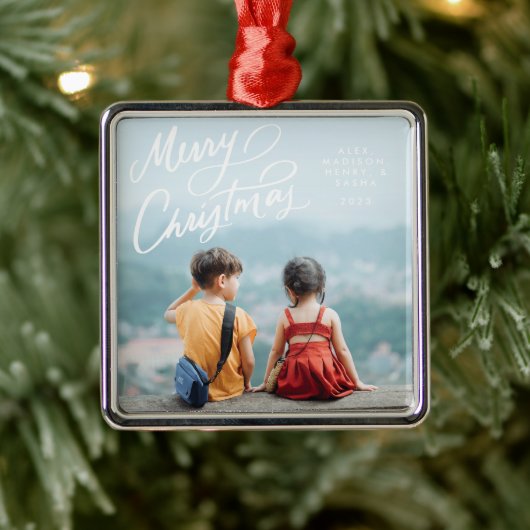 Vet Leuk Handschrift Vrolijk Kerstfeest Metalen Ornament (Boom)