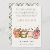 Vet leuk koffie cafeïne drankjes Kerstmis Feestdagenkaart (Voorkant / Achterkant)