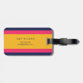 Vet Levendig Blauw Roze Geel Kleur Blokzak Label Bagagelabel (Achterkant horizontaal)