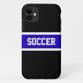 Vet Levendig Blauw Zwart Wit Strepen "VOETBAL" Tek Case-Mate iPhone Case (Achterkant)