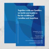 Vet Levendige Artsy Blauw Abstracte Moderne Huweli Kaart (Voorkant / Achterkant)