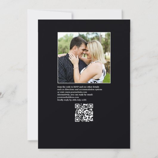 Vet Levendige Bloemen Fiesta Trouwfoto & QR-code Kaart (Achterkant)