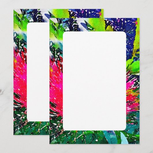 Vet Levendige Bloemen Water Kleur Kaart (Voorkant / Achterkant)