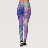 Vet Levendige Kleurrijke Funky Trippy Fractal Spir Leggings (Achterkant)