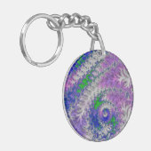 Vet Levendige Kleurrijke Funky Trippy Fractal Spir Sleutelhanger (Voorkant Links)