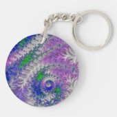 Vet Levendige Kleurrijke Funky Trippy Fractal Spir Sleutelhanger (Achterkant)