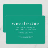 Vet Levendige Spring Emerald Green Elegant Huwelij Save The Date (Voorkant / Achterkant)