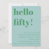 Vet Licht Blauw Schattige Eenvoudig Modern 50ste V Kaart (Voorkant)