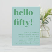 Vet Licht Blauw Schattige Eenvoudig Modern 50ste V Kaart (Staand voorkant)