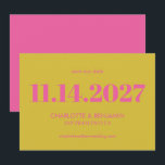 Vet licht roze en gele typografie Modern Save The Date<br><div class="desc">Vet,  helder roze en gele typografie Modern Sparen de Datum</div>
