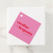 Vet, licht roze en roodroos modern huwelijk bedankjes labels (In situ)