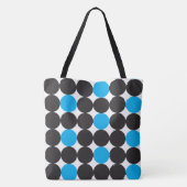 Vet lichtblauw zwarte Stippen Geometrisch patroon Tote Bag (Achterkant)