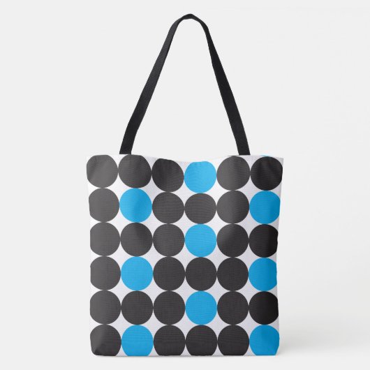 Vet lichtblauw zwarte Stippen Geometrisch patroon Tote Bag (Achterkant)