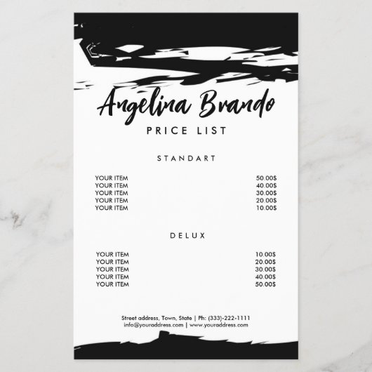 Vet lijnvak zwart/witprijslijst brochure (Voorkant)