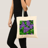 Vet Lila Bloemen Canvas Tas (Voorkant (product))